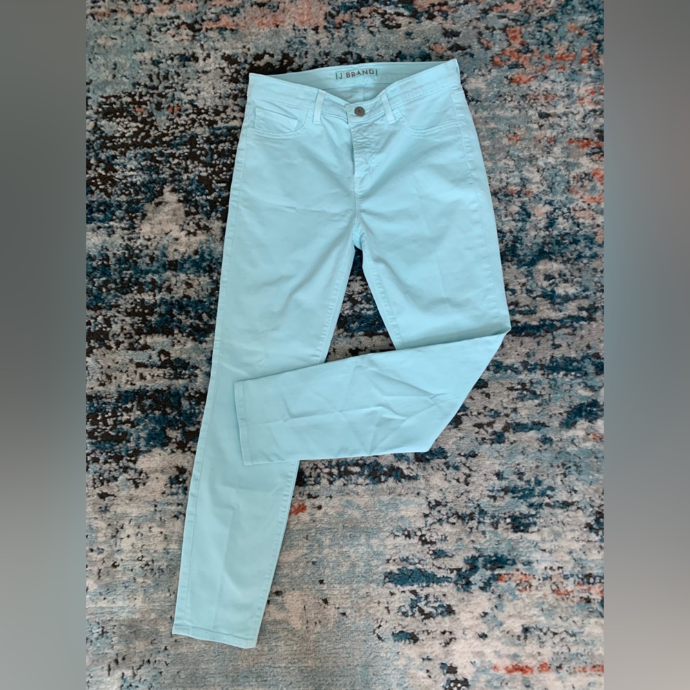 J Brand pants , color; aqua, skinny leg style#835k120 size 28 , capri fit